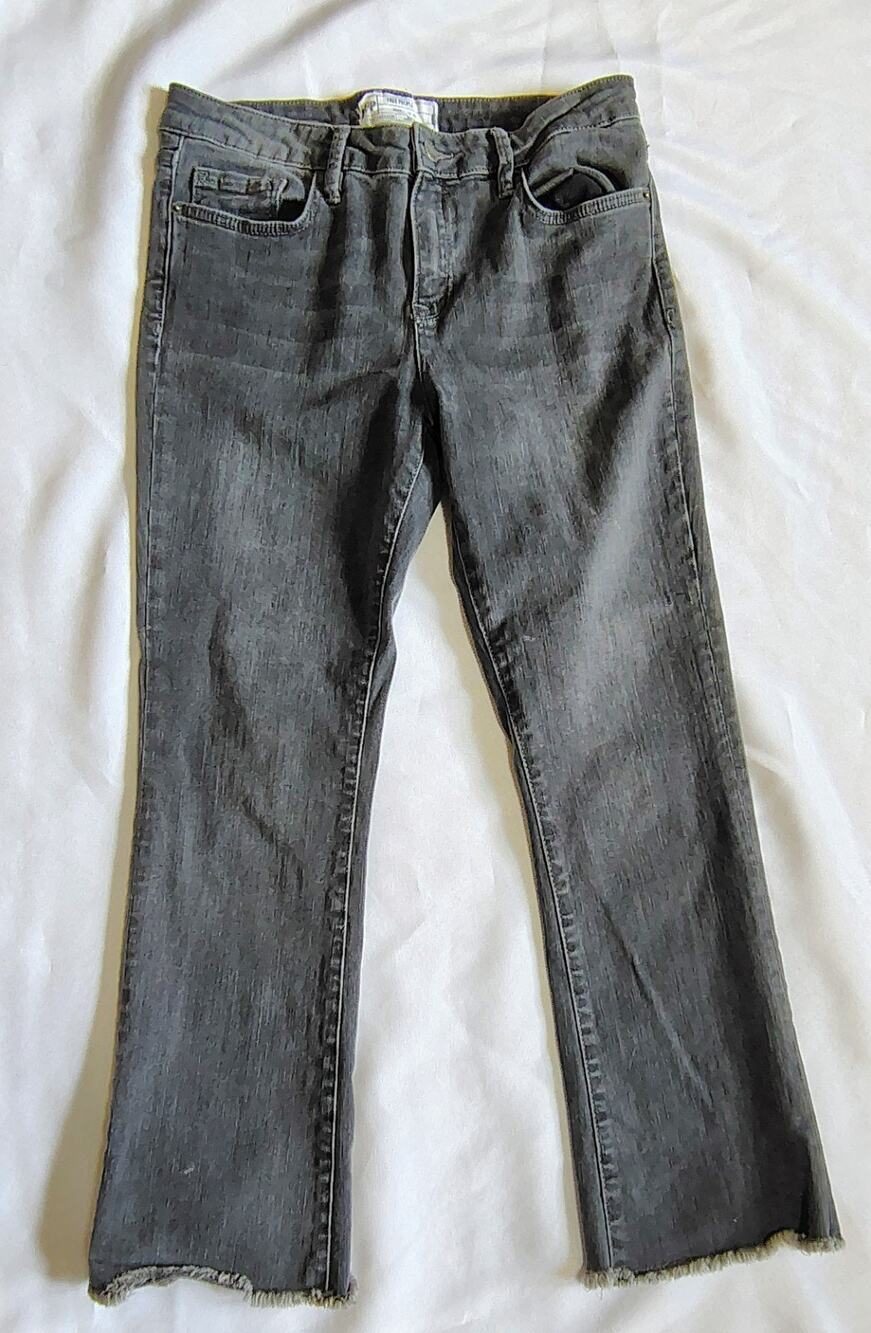 Free People washed black distressed jeans with frayed hem Size 29